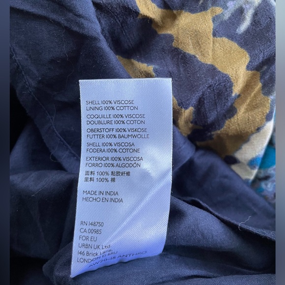 Anthropologie Othilia Blue Tiered Ruffled Maxi Dress Long Sleeve Size L - Picture 8 of 8